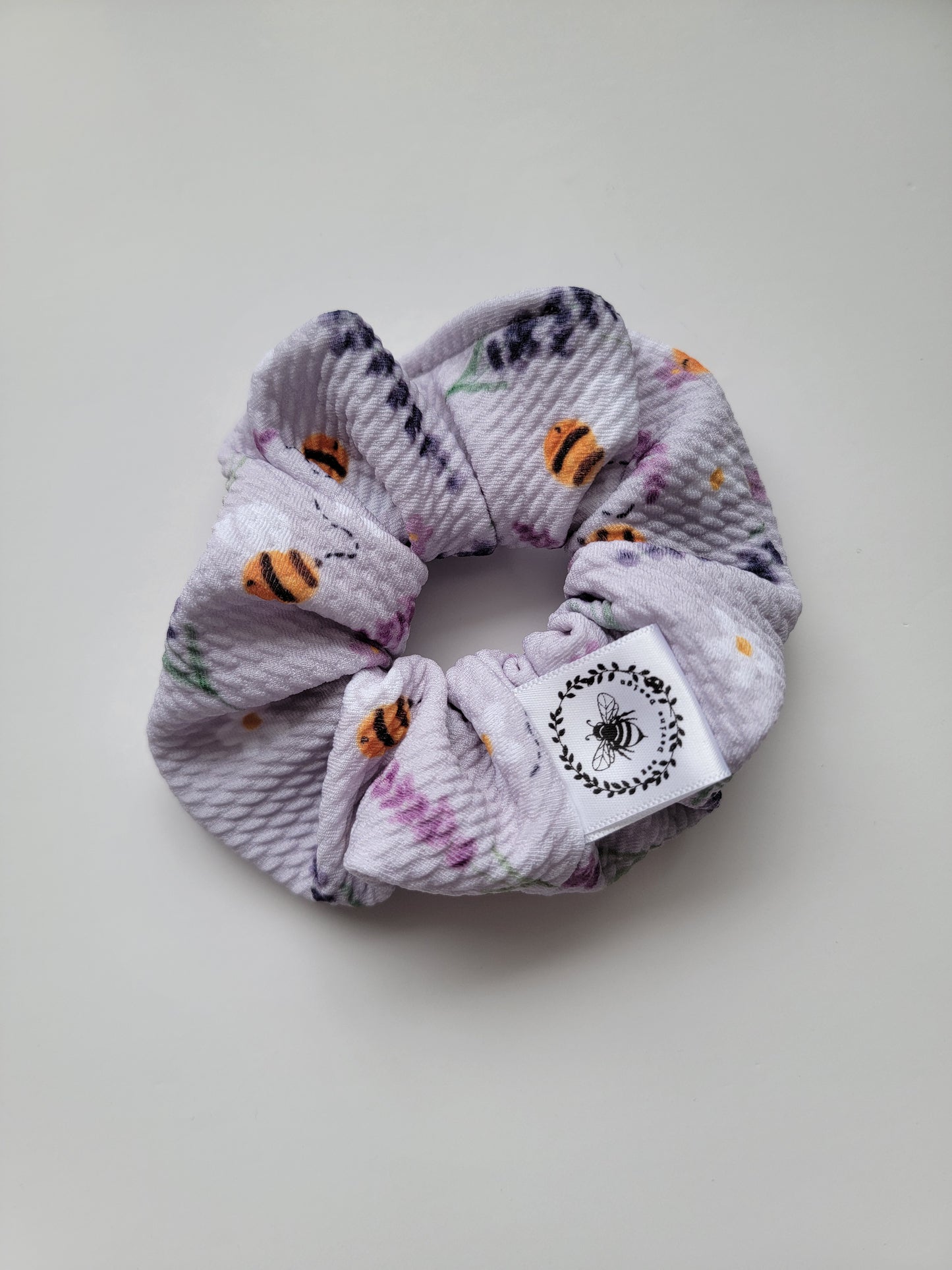 Lavender bees scrunchie